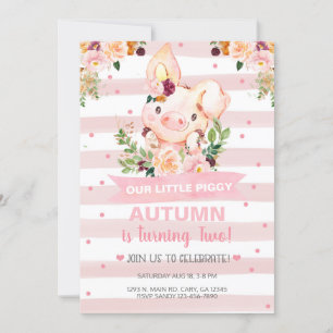 Invitation Sweet Little Piggy Pig Girl Anniversaire Invitatio