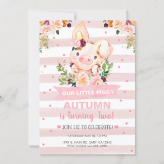 Invitation Sweet Little Piggy Pig Girl Anniversaire Invitatio