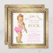 Invitation Sweet Little Princess 4e fête d'anniversaire (Devant / Derrière)