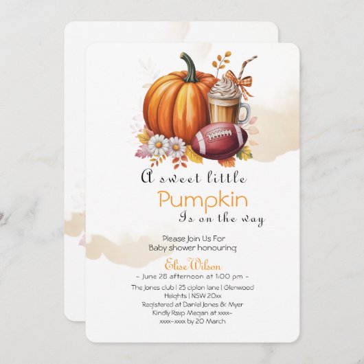 Invitation Sweet Little pumpkin latte is on the way  (Devant / Derrière)