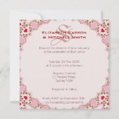 Invitation Sweet Love Hearts Dentelle Monogramme Mariage (Dos)