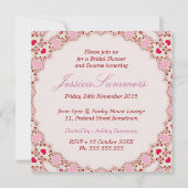 Invitation Sweet Love Hearts dentelle nuptiale douche Invitat (Dos)