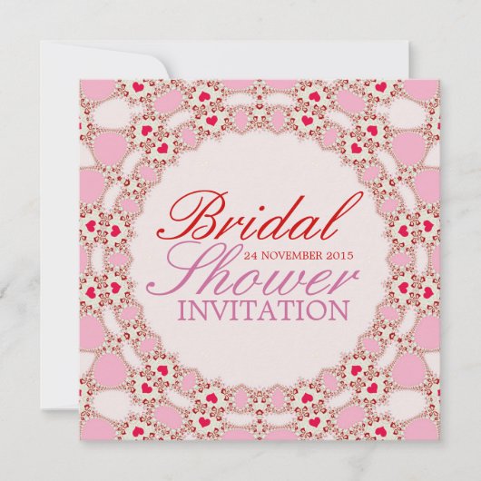 Invitation Sweet Love Hearts dentelle nuptiale douche Invitat (Devant)