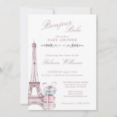 Invitation Sweet Macaron Bonjour Bebe Paris Baby shower (Devant)