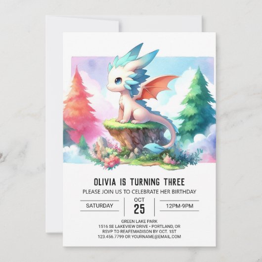 Invitation Sweet Magic Dragon Anniversaire (Devant)