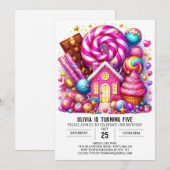 Invitation Sweet Magique Candyland Digital Anniversaire (Devant / Derrière)