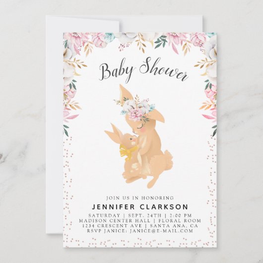 Invitation Sweet Mama & Baby Bunnies Baby shower (Devant)