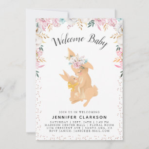 Invitation Sweet Mama & Baby Bunnies Welcome Baby