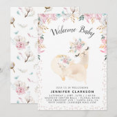 Invitation Sweet Mama & Baby Llama Welcome Baby (Devant / Derrière)