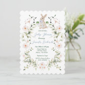 Invitation Sweet Meadow Bunny & Wildflowers Baby Shower (Debout devant)
