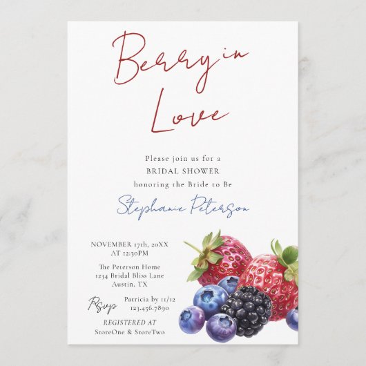 Invitation Sweet Mixed Berries Berry In Love Bridal Shower (Devant)