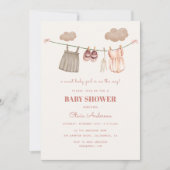 Invitation Sweet Neutral Boho rose Bébé Fille Vêtements Douch (Devant)