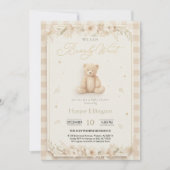 Invitation Sweet Neutral Teddy Bear Baby Shower Invite (Devant)