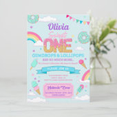 Invitation Sweet One 1er Anniversaire fête Candy Land Invitat (Debout devant)