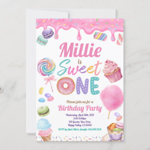 Invitation Sweet One 1er Anniversaire Pink Pastel Sprinkle