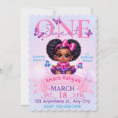 Invitation Sweet ONE Afro Puff Girl 1er Anniversaire Papillon (Devant)