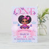 Invitation Sweet ONE Afro Puff Girl 1er Anniversaire Papillon (Debout devant)