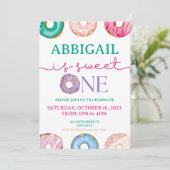 Invitation Sweet One aquarelle beignes 1er anniversaire (Debout devant)