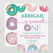 Invitation Sweet One aquarelle beignes 1er anniversaire (Devant / Derrière)