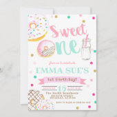 Invitation Sweet One Aquarelle Donut 1er Anniversaire (Devant)