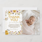 Invitation Sweet One Bee Photo Thank You Card (Devant)