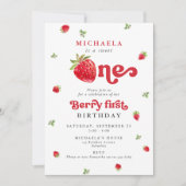 Invitation Sweet One Berry Premier Anniversaire En vichy frai (Devant)