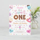 Invitation Sweet One Birthday Donut Candy 1er Birthday (Debout devant)
