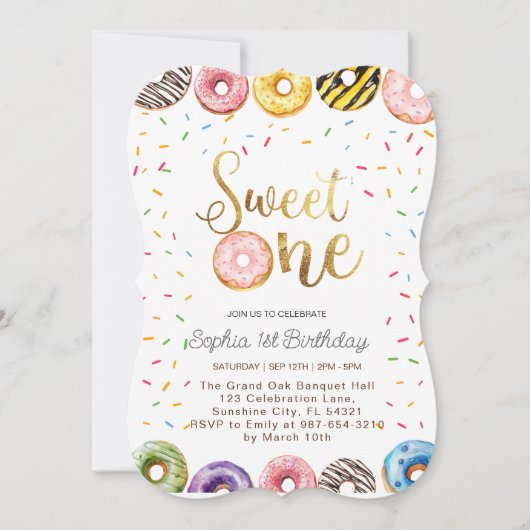Invitation Sweet One Birthday Invitation, 1er Birthday Girl (Devant)
