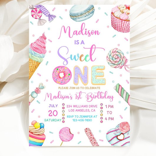 Invitation Sweet One Birthday Invitation, First Candy Sweet 