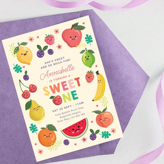 Invitation Sweet One Birthday invitation, Girls 1st Party Inv