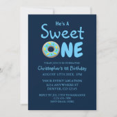 Invitation Sweet One Blue Donut Boy 1er anniversaire (Devant)
