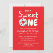Invitation Sweet One Blue Donut Boy 1er anniversaire (Devant)