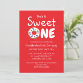 Invitation Sweet One Blue Donut Boy 1er anniversaire (Debout devant)