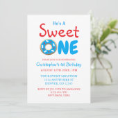 Invitation Sweet One Blue Donut Boy 1er anniversaire (Debout devant)