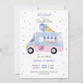 Invitation Sweet One camion crème glacée premier anniversaire (Devant)