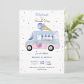 Invitation Sweet One camion crème glacée premier anniversaire (Debout devant)
