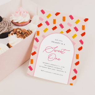 Invitation Sweet One Candy Gummy Oear Girls 1er anniversaire
