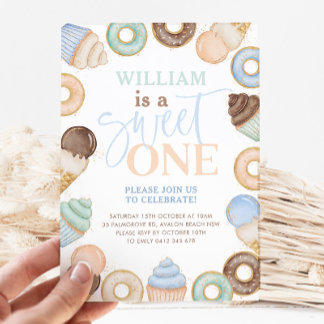 Invitation Sweet One Chocolate Donut Boys 1er anniversaire
