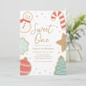 Invitation Sweet One Christmas Cookie 1er Anniversaire (Debout devant)