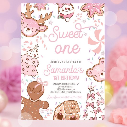 Invitation Sweet One Christmas Cookie 1er Anniversaire