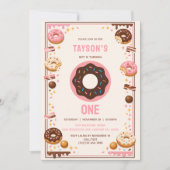 Invitation Sweet One Donut 1st Birthday Party | Cute Donut  (Devant)