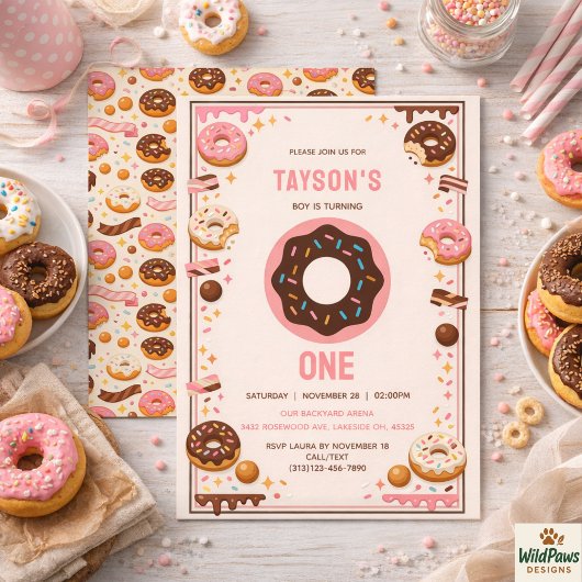 Invitation Sweet One Donut 1st Birthday Party | Cute Donut 