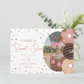 Invitation Sweet One Donut 1st - Photo Fille Anniversaire (Debout devant)