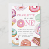 Invitation Sweet One Donut Dessert 1ère fête d'anniversaire (Devant)