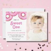 Invitation Sweet One Donut photo de la fête d'anniversaire