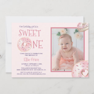 Invitation Sweet One Donut photo thème Premier anniversaire