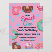 Invitation Sweet One Donut Première fête d'anniversaire (Devant / Derrière)