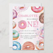 Invitation Sweet One Donut Rose 1er fête d'anniversaire (Devant)