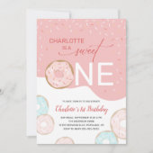 Invitation Sweet One Donut Rose Frosting Girl's 1er Anniversa (Devant)
