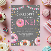 Invitation Sweet One Donut Rose Première fête d'anniversaire